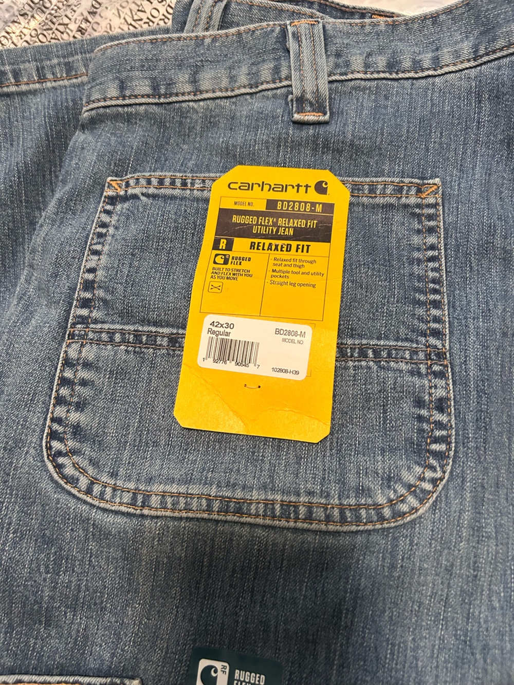 Carhartt Men's Relaxed Fit Light Blue Denim Utility Jeans